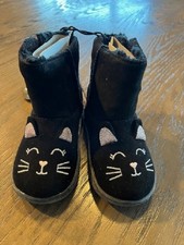NWT WONDER NATION BLACK CAT TODDLER SZ 5 FUZZY LINING BOOTS Size 5