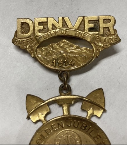Broche insigne Elks Grande Loge Réunion Jubilé d'Or Denver 1914 - Photo 2/10