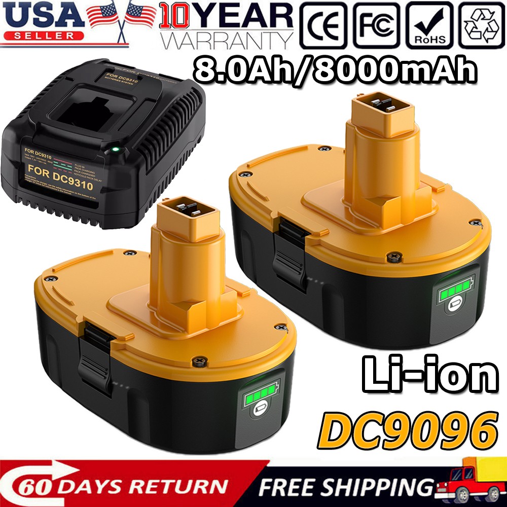 2/1PACK 18V For Dewalt 8.0AH 18 VOLT XRP DC9096 DC9098 LI-ION Battery DC9099 NEW
