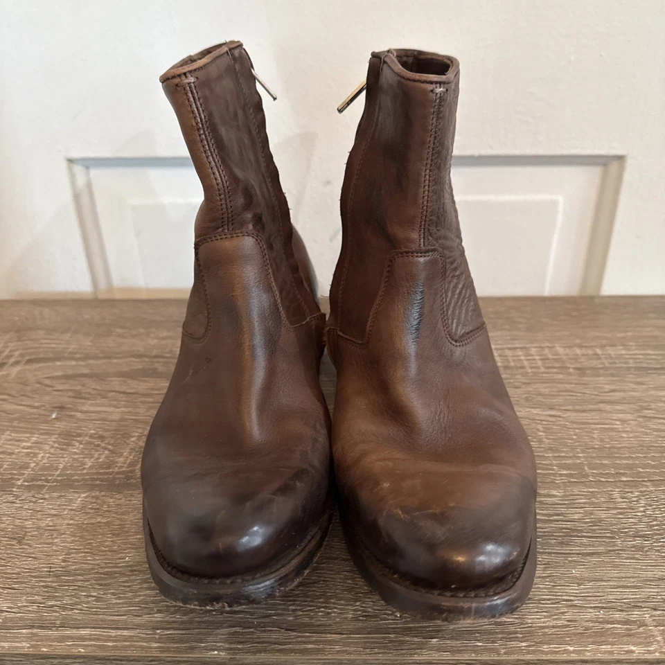 n.d.c. Botines de cuero marrón hechos a mano talla 37 Italia construcción Blake Foto 2 de 4