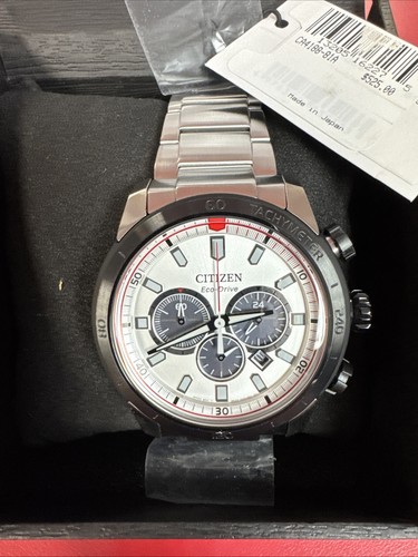 Citizen Men's Eco-Drive Brycen Chrono Silver Stainless Watch CA4188-81A New - Picture 6 of 7