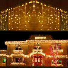 LANFU 400 LED,32 feet,75 Drops Icicle Lights Clust Christmas Lights Outdoor I...