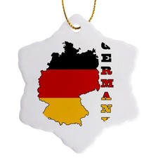3dRose Flag of Germany Map Outline 3" Porcelain Snowflake Ornament