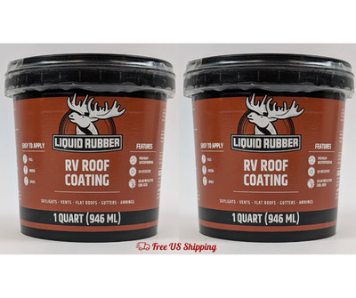 Liquid Rubber RV Roof Coating Waterproof Sealant White 1 Quart Set of 2