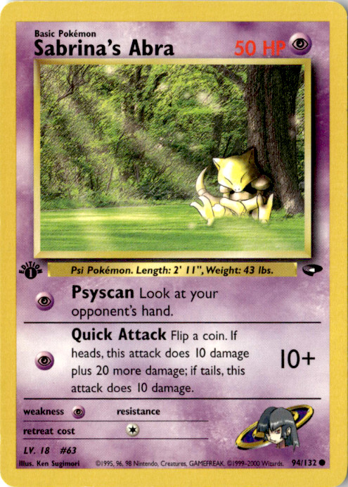 Sabrina's Abra (94) 1st Edition Common Gym Challenge 094/132 NM