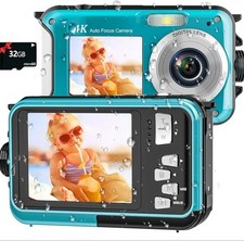 4K Underwater Camera 16FT Waterproof Camera with 32GB Card 64MP Autofocus Dual-S