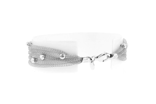 Ross Simons 925 Italian Sterling Silver Mesh Bracelet 7" Multi Strand Beaded - Picture 6 of 6