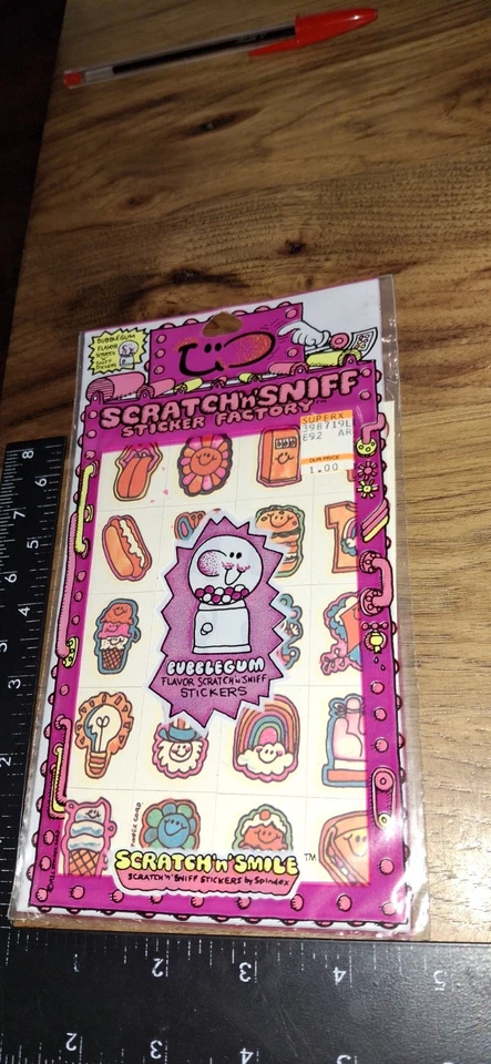 vintage Stickers,Scratch N Sniff Spindex Bubble Gum  Rainbow Love,code20-1 - Image 2 of 4