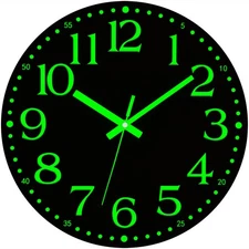 Large 12 inch Modern Battery Wall Clock Luminous Glow Night Light Quartz Silent