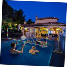 Pool Volleyball Net Set with LED Lights, 15-32FT Width Adjustable  Charcoal