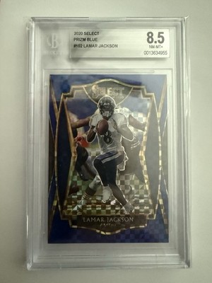 Lamar Jackson 2020 Select Prizm Blue Refractor /149 BGS 8.5 NM-MT+