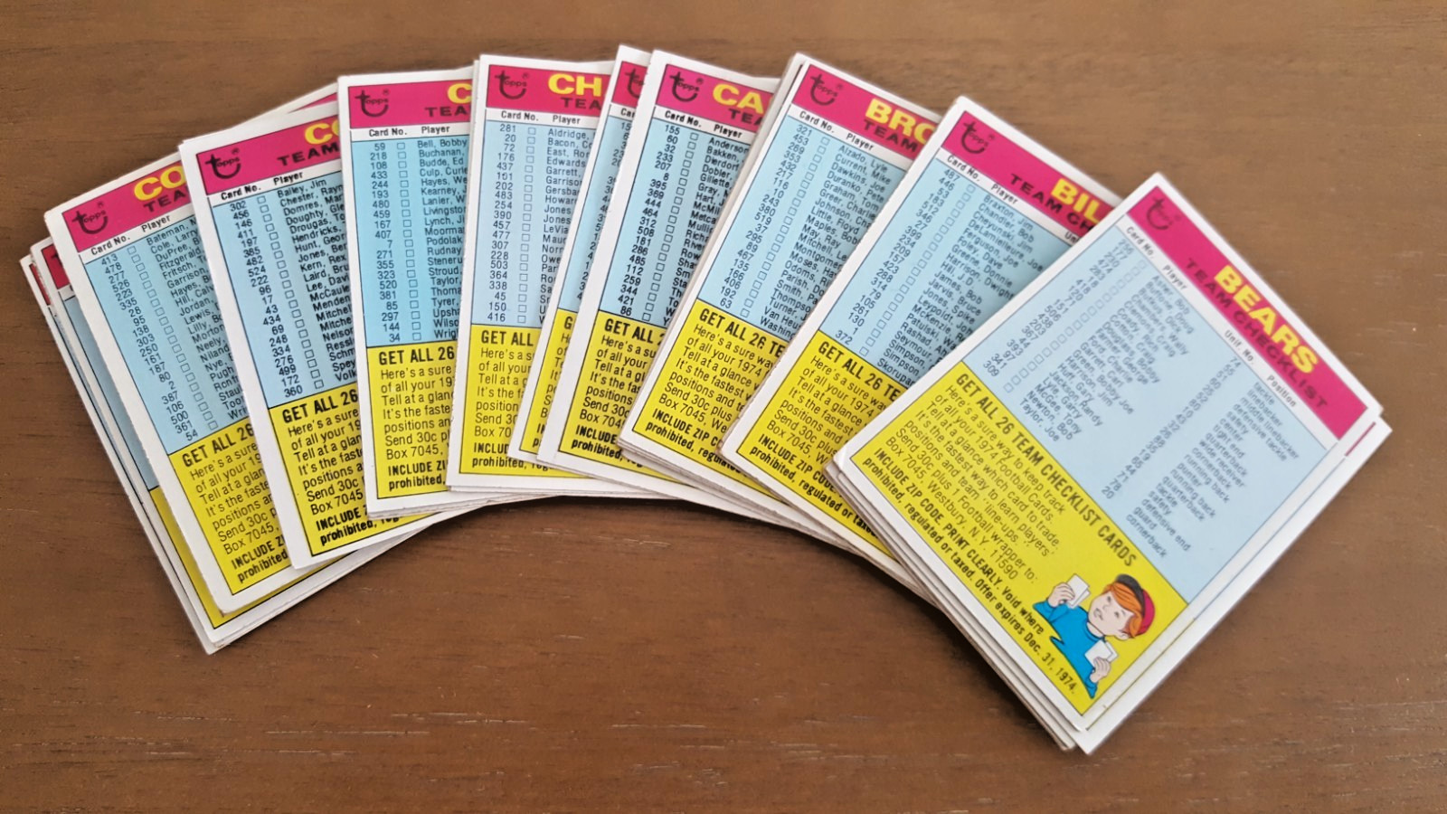 1974 topps football team checklist, complete your set