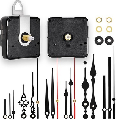 StFlyBro 2 Non Ticking Clock Movements with 6 Pack 7/10in(7168S), Black 