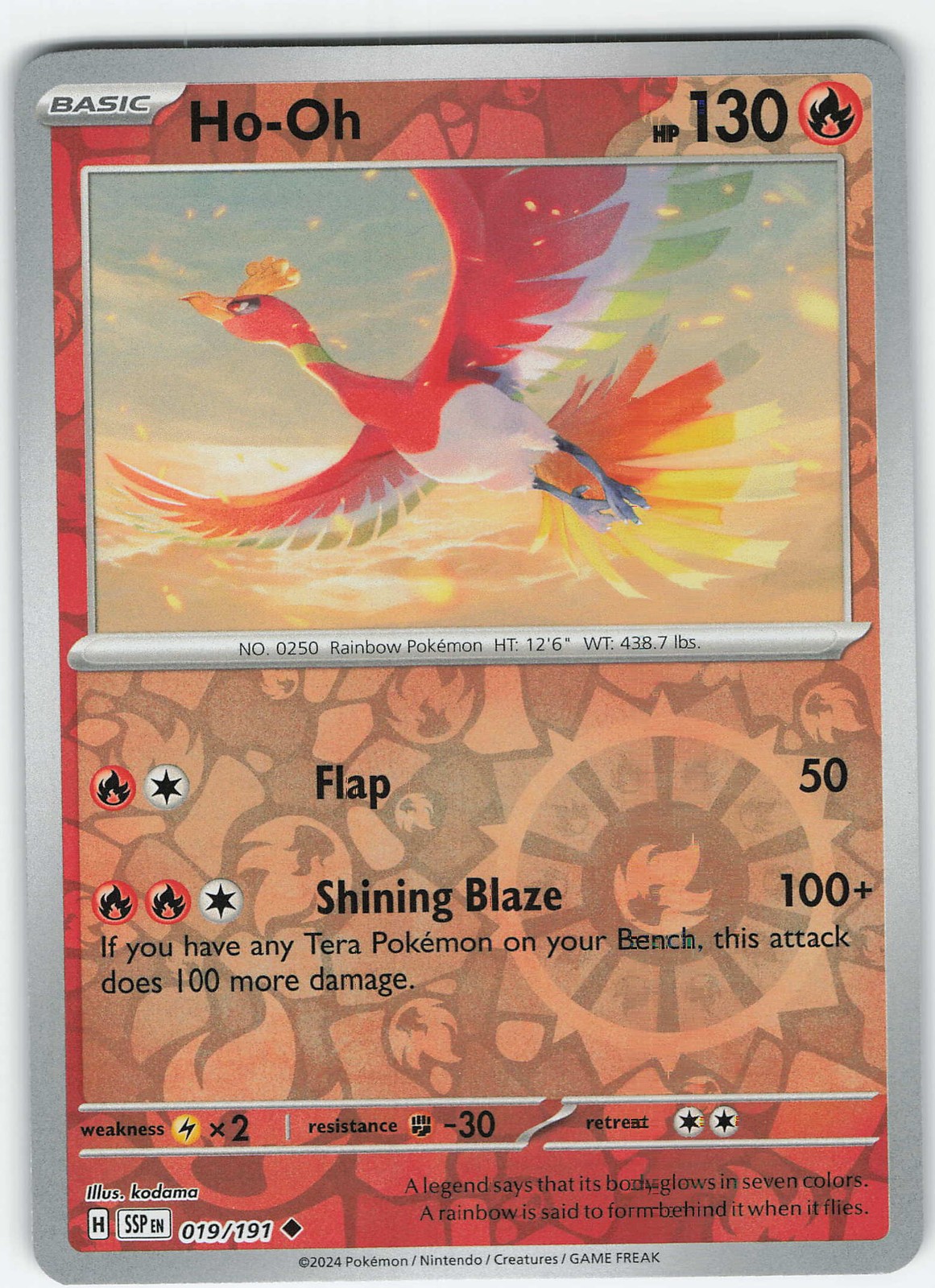 Ho-Oh 019/191 Reverse Holo Uncommon SV08: Surging Sparks NM Pokémon