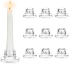 Hewory Glass Candle Holders for Candlesticks: Set of 10 Small Candle Sticks Hol