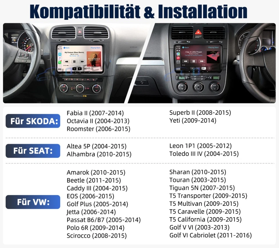 4+64GB CarPlay Android 15 Autoradio Für VW Golf 5 6 Passat Touran Polo GPS Navi - Bild 2 von 4