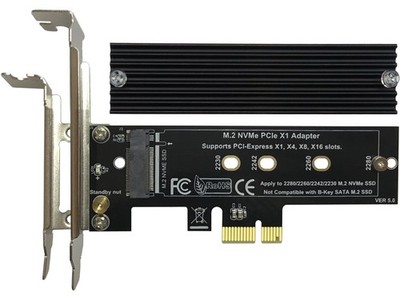 M.2 PCIe NVMe X1 Adapter with Aluminum Heat Sink, Support PCIe 3.0 4.0 X1 X4 ...