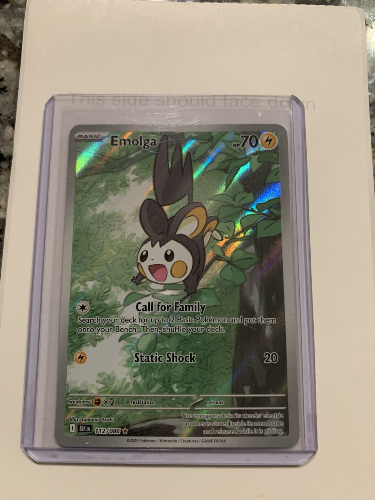 Emolga 112/086 Pokemon TCG S&V Black Bolt Illustration Rare Holo NM/M