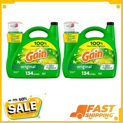 #ad 2 Pack Gain Laundry Detergent Liquid Original Scent 194 fl oz 134 Loads $37.49