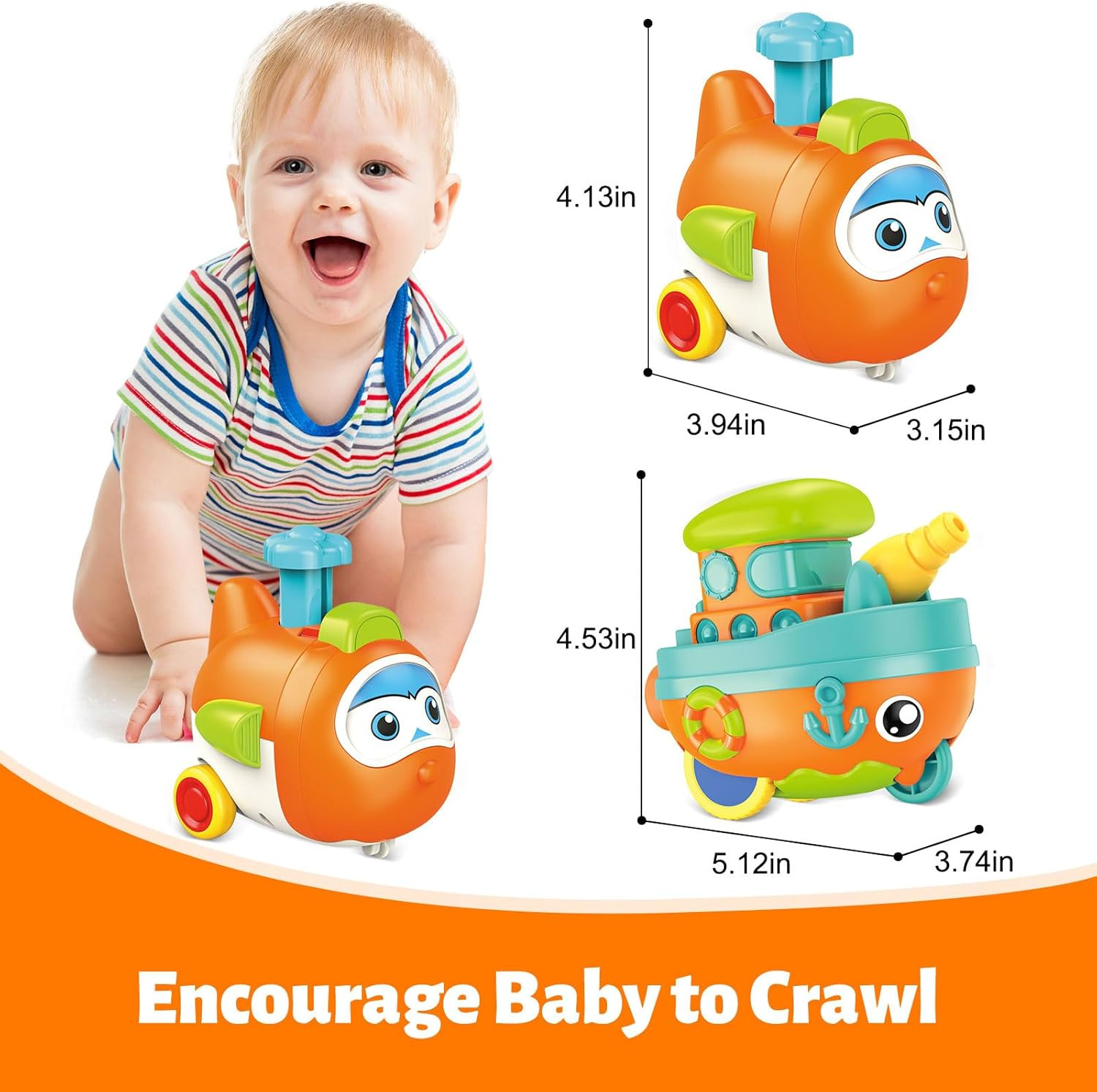 For 1 Year Old Boy, Press To Go Car Toys For Toddlers 1-3, L