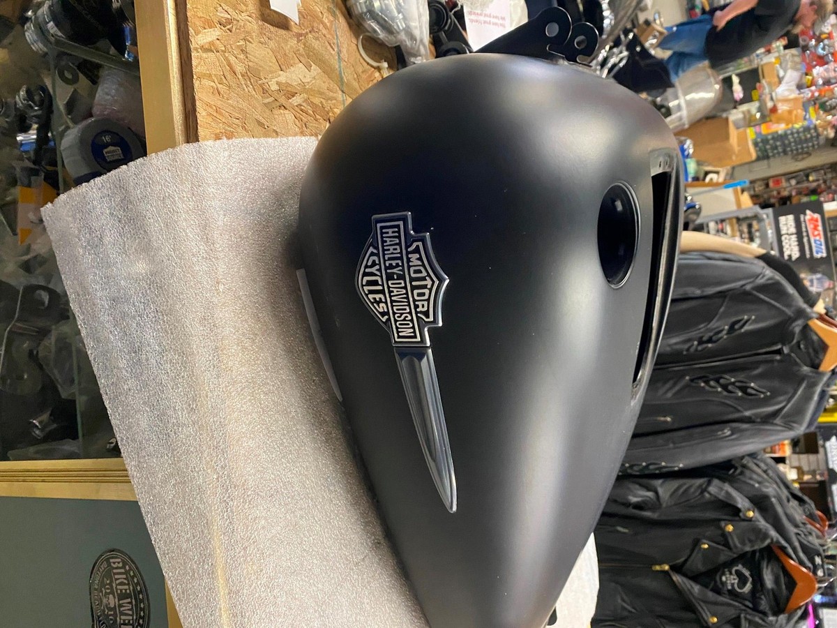 Denim Black W Emblems Gas Fuel Tank Harley wide Glide FAt Bob Dyna