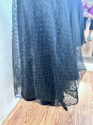 Jessica McClintock Gunne Sax Black Strapless Prom Formal Dress Sz 7 Swiss dot - Picture 9 of 17