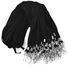 Lanyards 100 Pack Black Lanyards with Swivel Hook Clips for ID Name Badge Holder