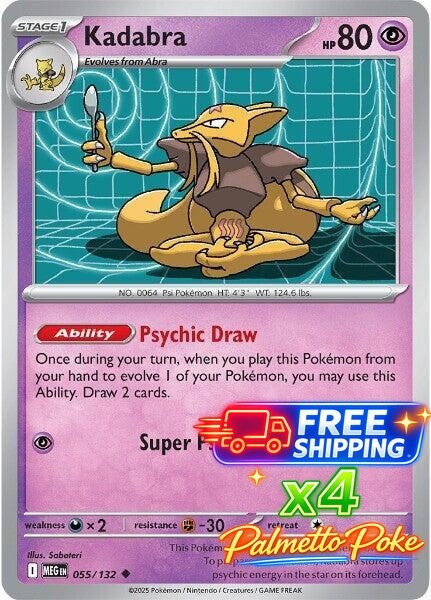4x Kadabra 055/132 x4 - Mega Evolutions - Pokemon TCG - Playset