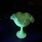 Vintage Signed Fenton Satin Custard Uranium Glass Compote