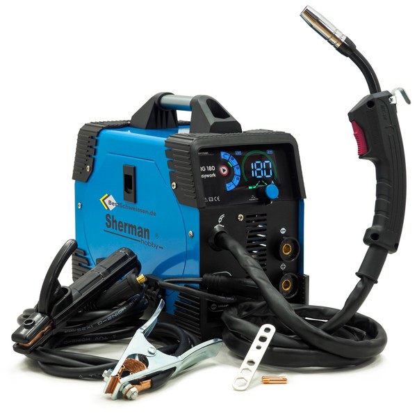 Sherman™ Mig 180 Easywork Synergie Inverter SchweißGeräT 230V Mig/Mag Mma 3In1-image