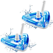 2 Pcs Weighted Clear Triangle Pool Vacuum Head with Brush Bristles Swivel Hos...