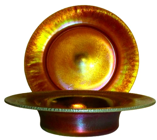 BIG L.C.T.  Brilliant Gold Favrile Service Bowl&Plate Stretch Edges Joliet4You