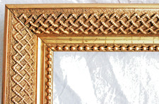 SUPERB ANTIQUE FITS 8 X 12 VICTORIAN PICTURE FRAME GOLD GILT LATTICE WOOD DEEP