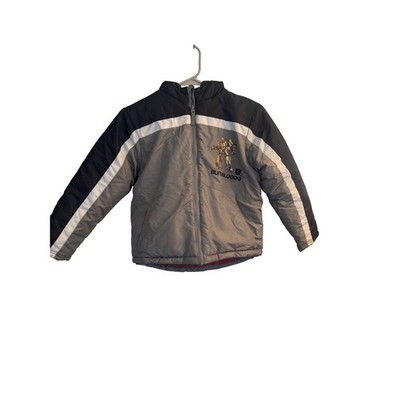 Transformers Bumblebee Jacket Kids 6-7 Black Gray White Zip Up Hooded Outerwear