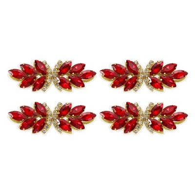 4Pcs Strass-Kristall Applikation, Perlen-Patches, für Light Red/Light Gold