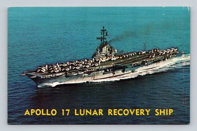 USS Ticonderoga CVS-14 Apollo 17 Lunar Recovery Ship Postcard Chrome