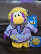 NEW Disney Club Penguin Plush - PURPLE Dot Series 10 w/COIN EBC25