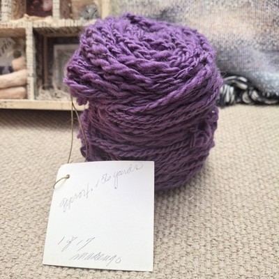 Handspun Purple Art Yarn Approx 56 Yards Thick Thin Wool Fiber Craft Yarn