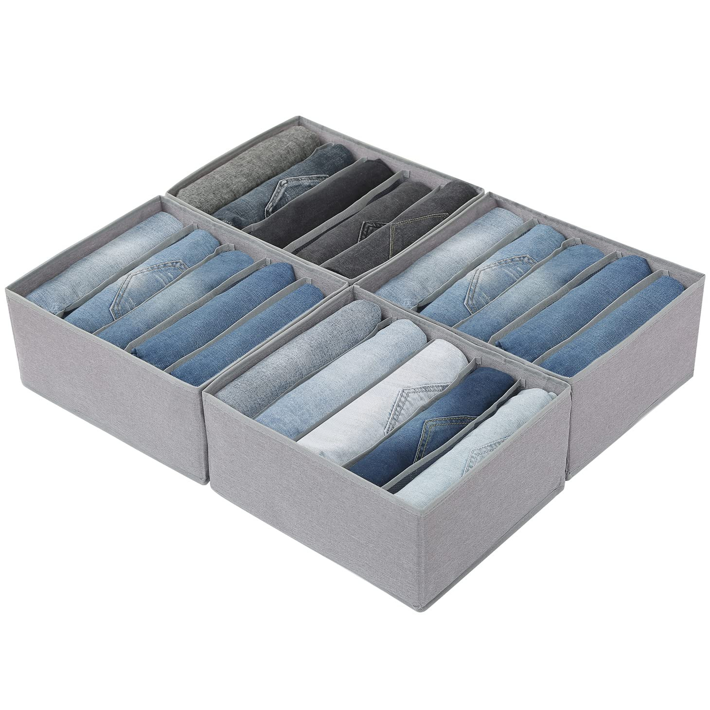 4-Pack Drawer Organizers for Pants Jeans and Clothing Storage in Closet