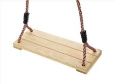 Wooden Outdoor Swing for Kids Flat Seat with Adjustable Ropes Climbing Frames