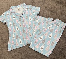 2-Pc Munki Munki CHAMPAGNE Bottles Blue Luxuriously Soft Medium Pajamas