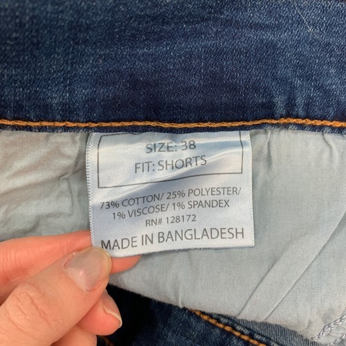 Ring Of Fire Shorts Mens 38 Blue Duke Denim Cuffed Hem Stretch High Rise Pockets - Picture 9 of 12