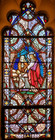 GOTHIC CHURCH STAINED GLASS WINDOW - JESUS RAISES JARIUS DAUGHTER FROM THE DEAD