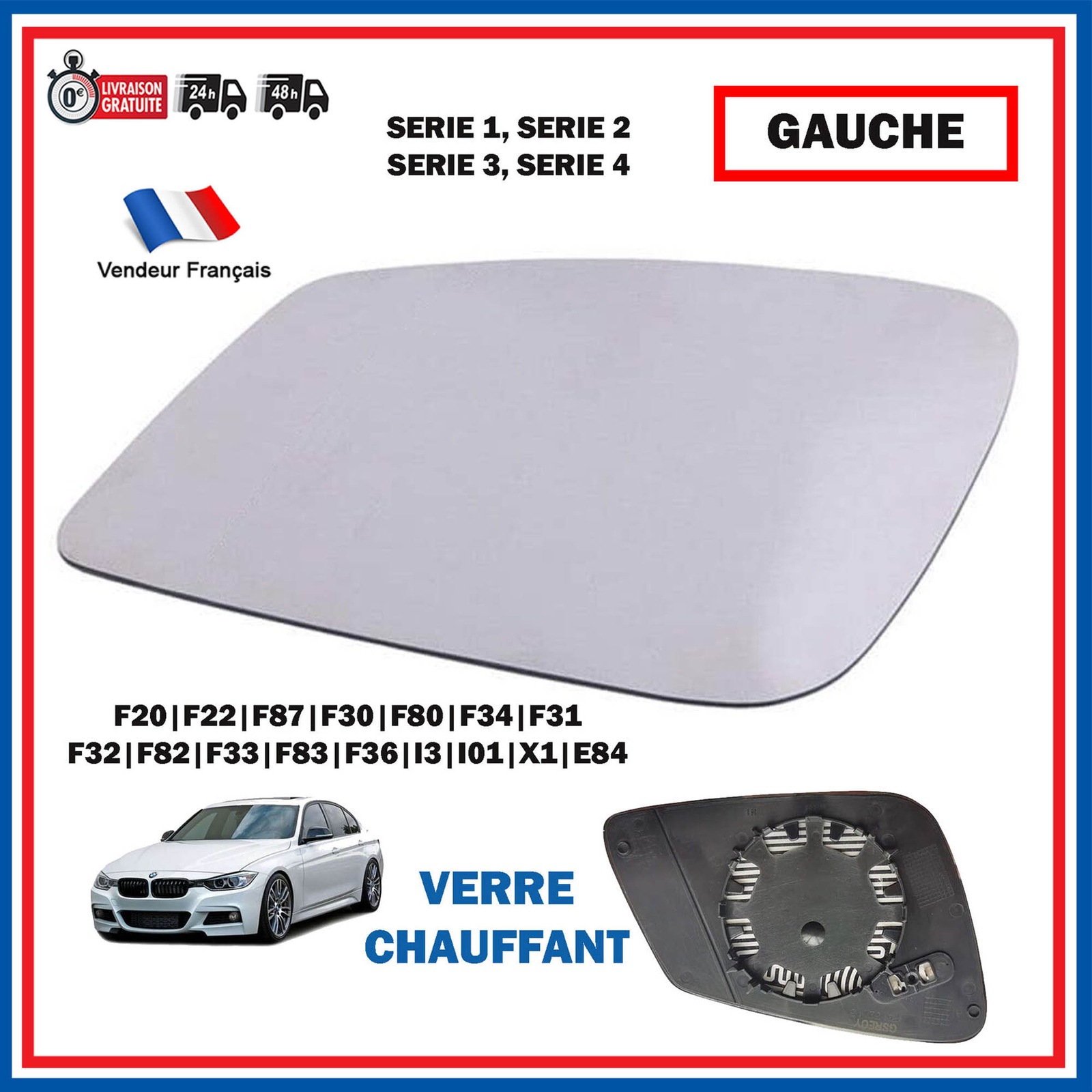 Remplacer vitre rétro cassée gauche pour BMW F32 F33 F36 miroir de rechange rapide