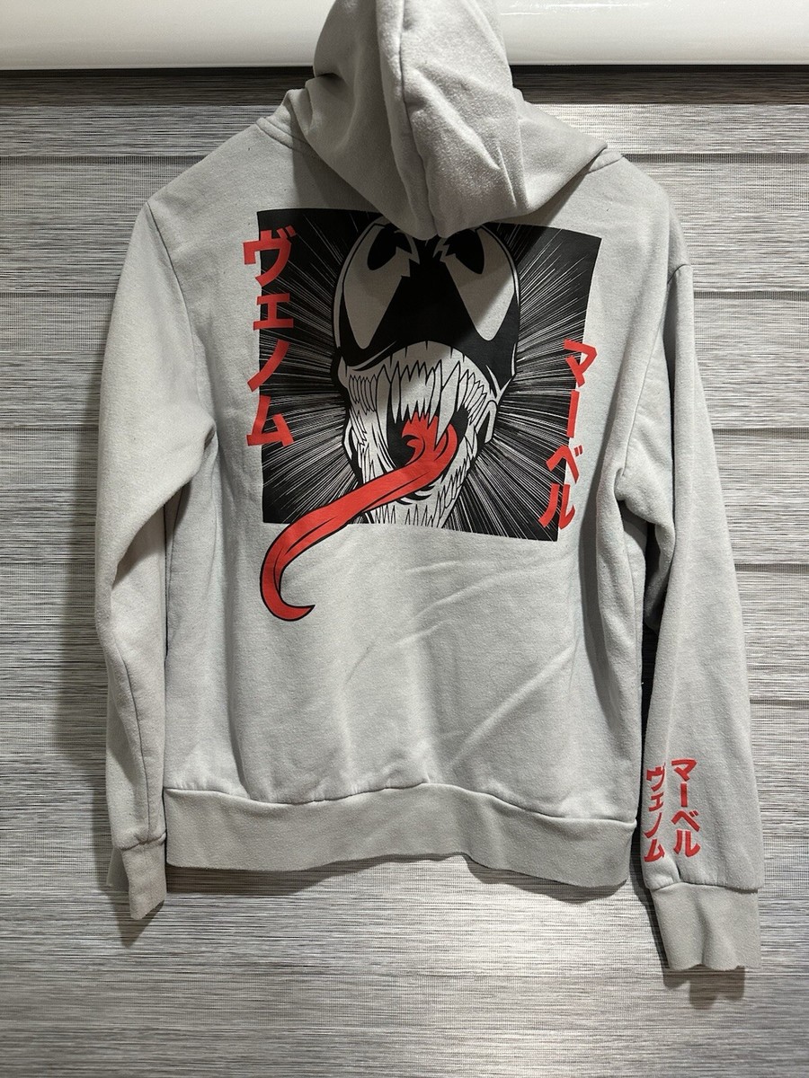 Spiderman Venom Sweatshirt Mens S M Gray Hoodie Marvel Nerd Lounge