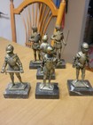 6 PC Depose Italy Knights Shining Armor Statues Sculptures W/Marble Base Used — photo 9