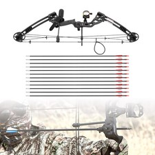 Battleship Compound Bow 12pcs Arrows Bow Hunting Set Archery Training Kit Black
