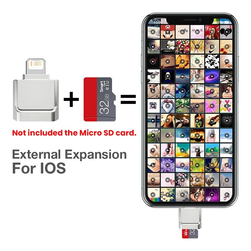 Mini Micro SD TF Card Reader Adapter for iPhone 14 13 12 11 Pro Max XS XR 8 7 6 - Image 3 of 4