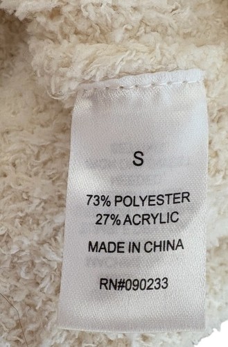 Kendall And Kylie Cropped V Neck Sweater Women's Size Small Cream Fuzzy Ribbed - Picture 6 of 12