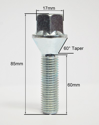 20 x M14 x 1,5, 60 mm filo, bulloni ruota conici (zinco) - Foto 2 di 2